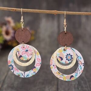 Multi-Layered Floral Print Earrings